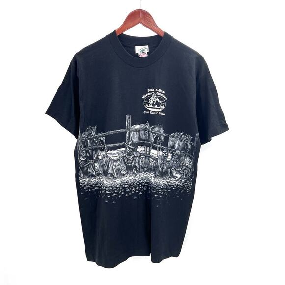 Vintage Single Stitch Horses Cowboys Western Outfitters T-Shirt